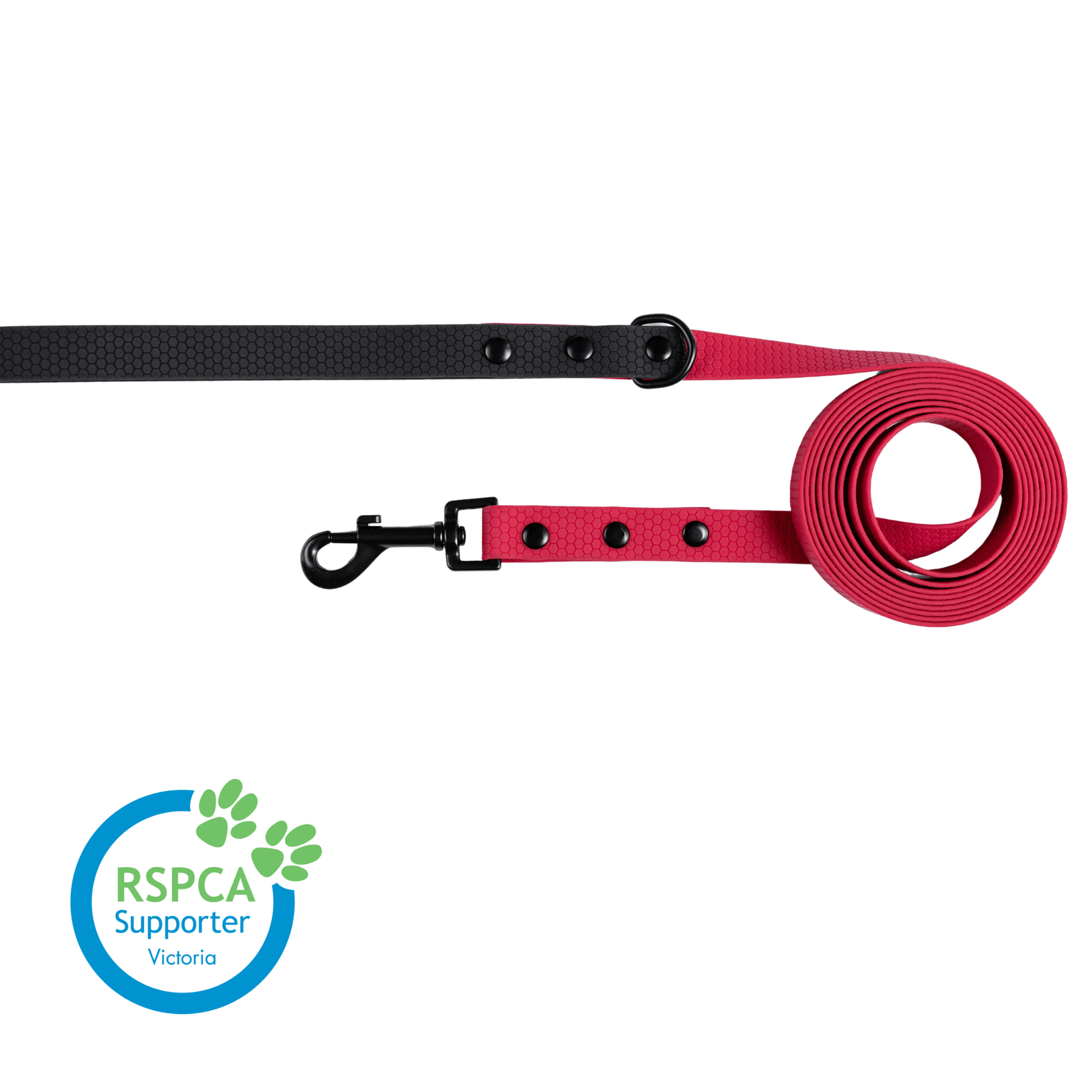 Maroon with Black Handle - Long Line Dog Lead; Washable; Light; Strong; Comfortable; Waterproof